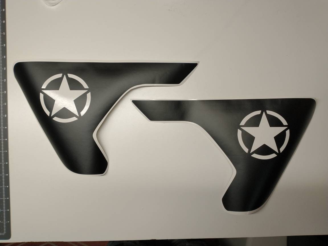 Fender Vent Army Star Blackout Decals Fits 2018-2024 Jeep Wrangler