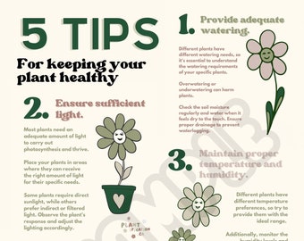 5 Tips for Keeping Your Plant Healthy - Printable Plant Care Tips Flyer