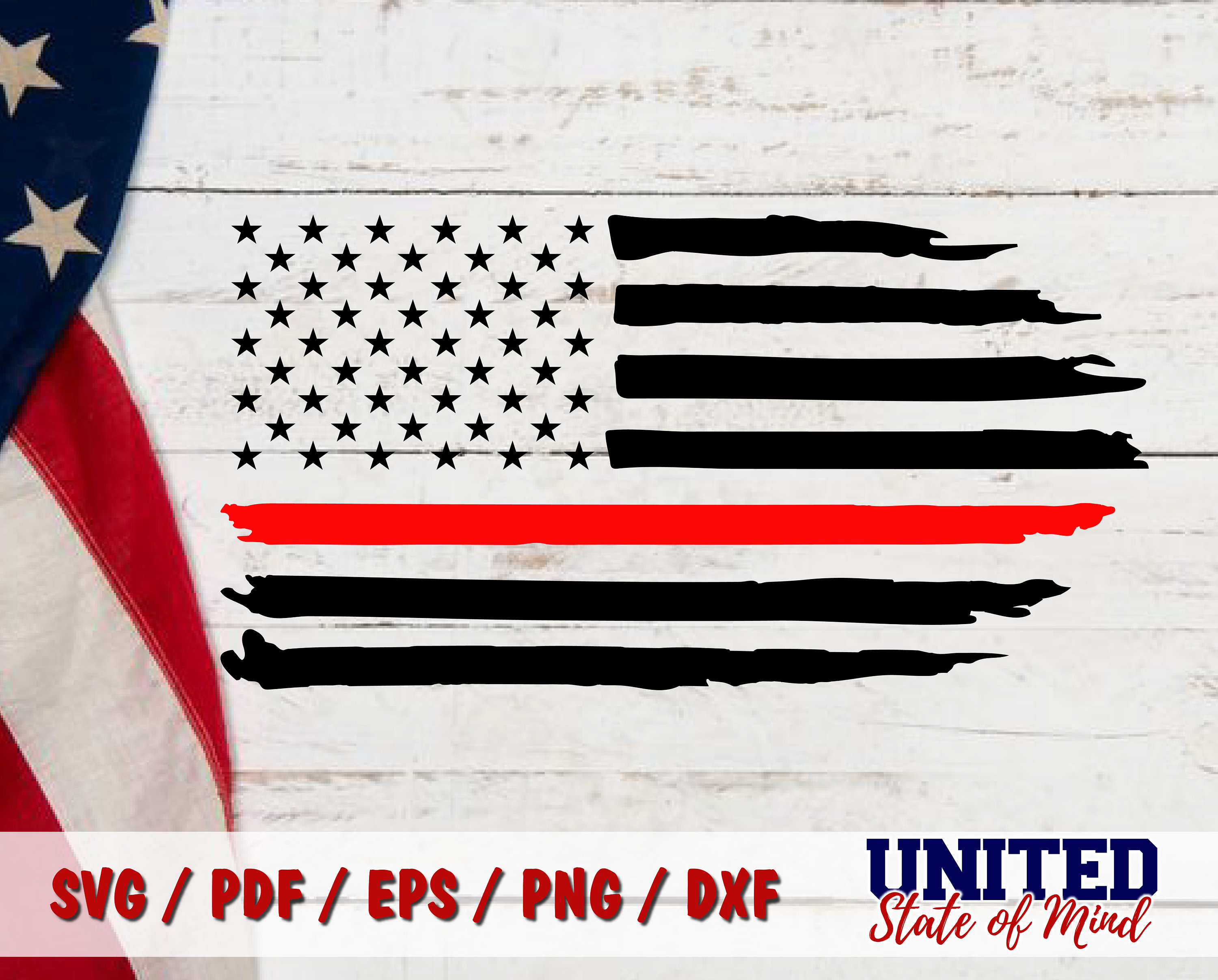 Thin red line American flag svg Distresed american flag svg Etsy