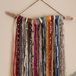 Multicoloured Beaded Wall Hanging, Yarn, Wool, Home Decor, Boho