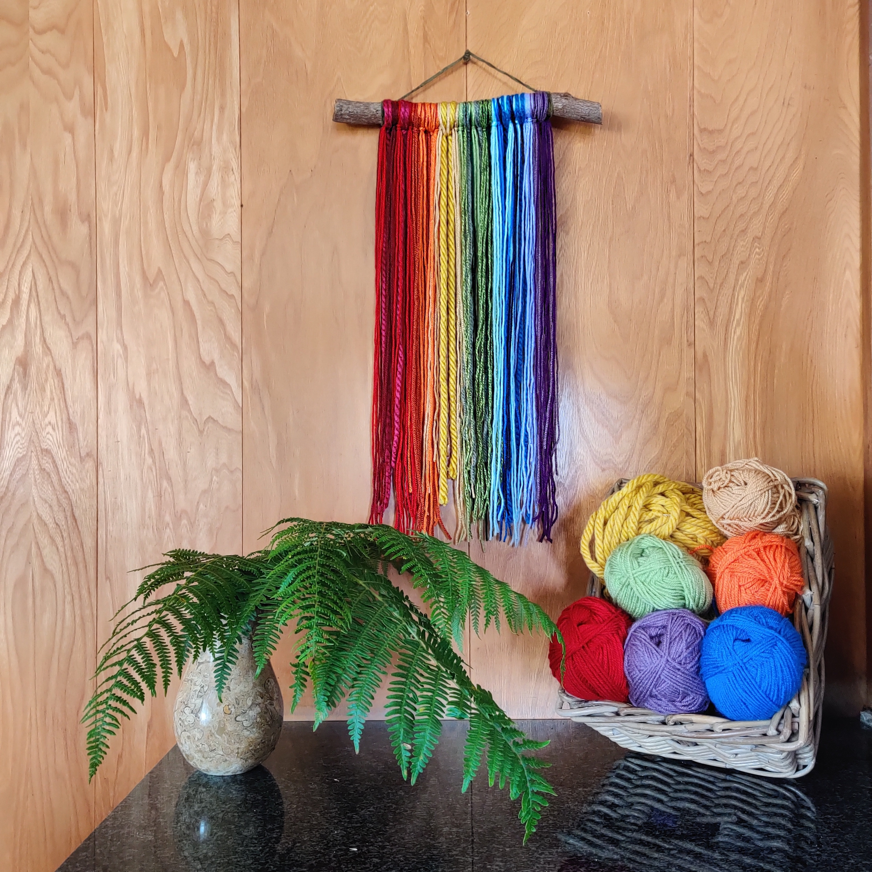 Rainbow Wall Hanging Yarn Wool Home Decor Boho Etsy