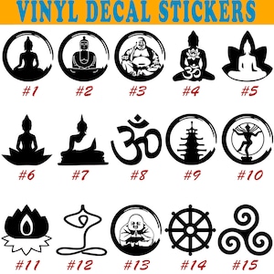 Buddha  Yoga Meditation Religion Vinyl Decal Sticker Car Wall Window Laptop Om Manifesting Peace Love