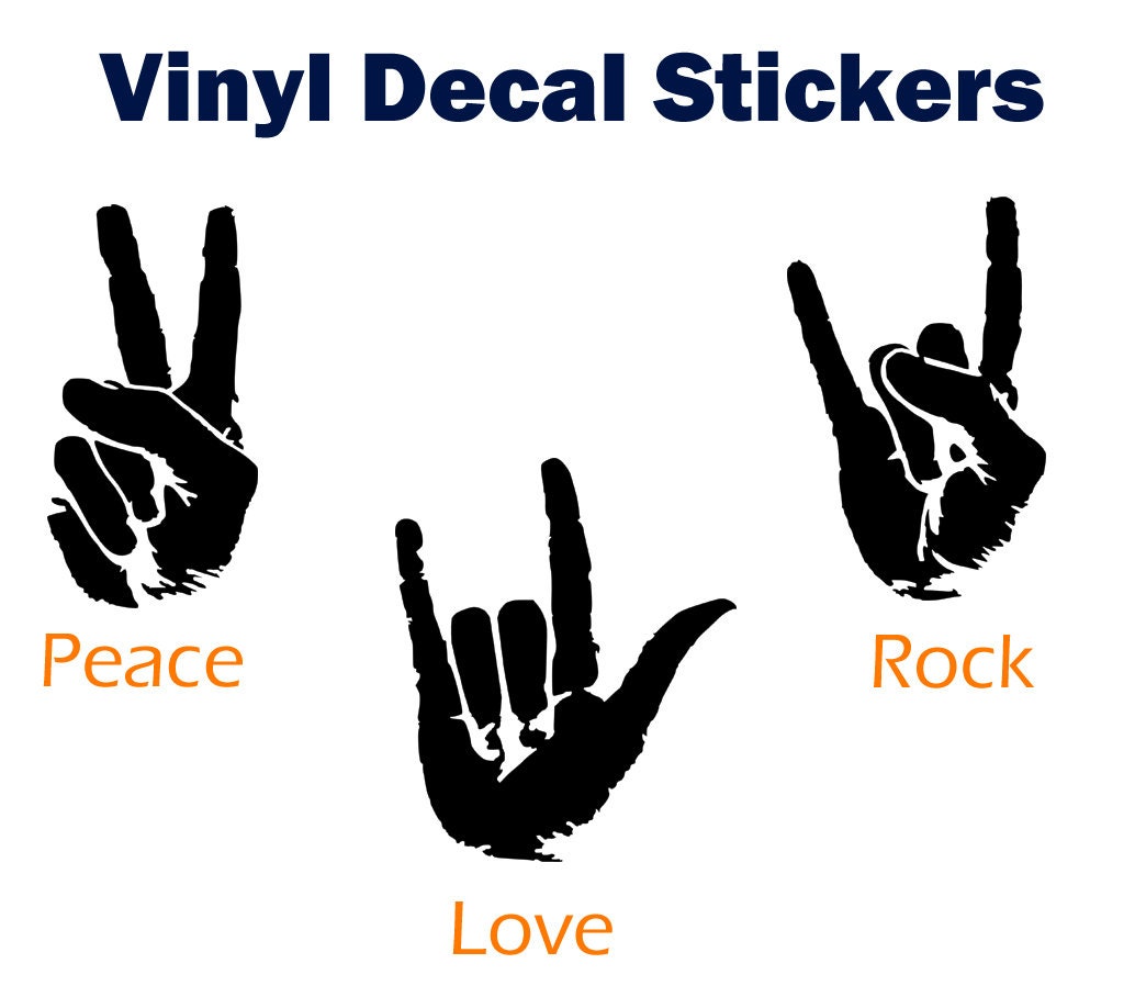 Peace Love and Rock and Roll Vinyl Decal Sticker Car Wall Window Laptop ...