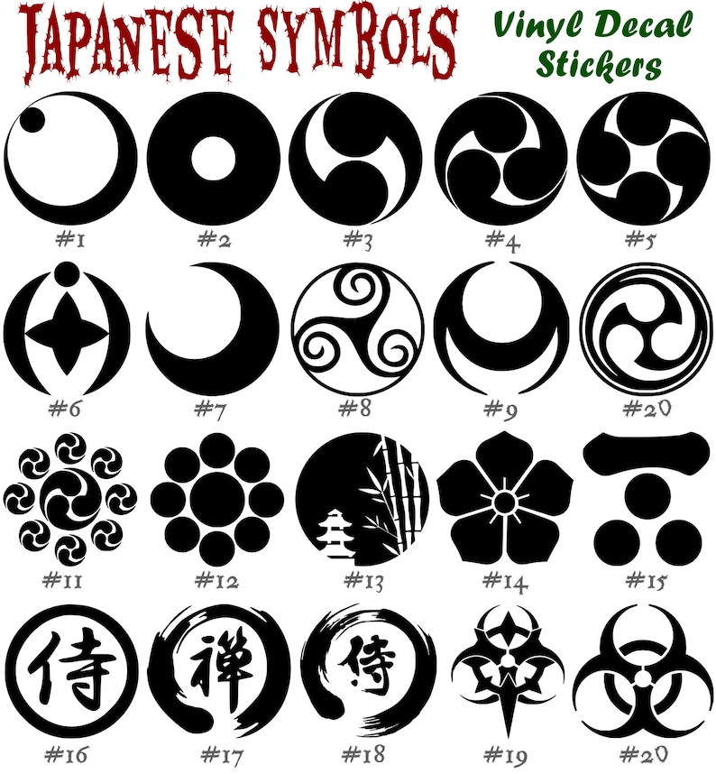Japanese Symbols Signs Vinyl Decal Sticker Car Wall Window Laptop - Etsy