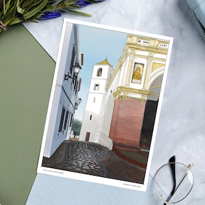 Cartão Postal 4x6 da Espanha | Impressões artísticas | Zahara da Serra | Cádis | Ilustração da cidade | Ilustrações da Europa | Presente espanhol | Presente para Viajante