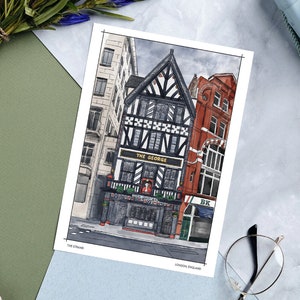 Carte postale de Londres 4x6 | Estampes d’art | Angleterre | Le Strand London | Illustration de ville | Europe Illustrations | Westminster | Cadeau pour voyageur