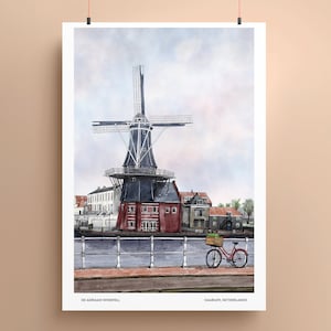 Haarlem Pays-Bas Wall Art | 8x10, 12x18, 24x36 | Affiche Imprimer | Amsterdam | | d’art mural néerlandais Europe Illustrations | Cadeau pour voyageur
