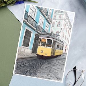 Lissabon Postkarte 4x6 | Kunstdrucke | Portugal | Wandkunst aus Portugal | Europa Illustrationen | Geschenk für Reisende