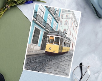 Lisbon Postcard 4x6 | Art Prints | Portugal | Portuguese Wall Art | Europe Illustrations | Gift for Traveler