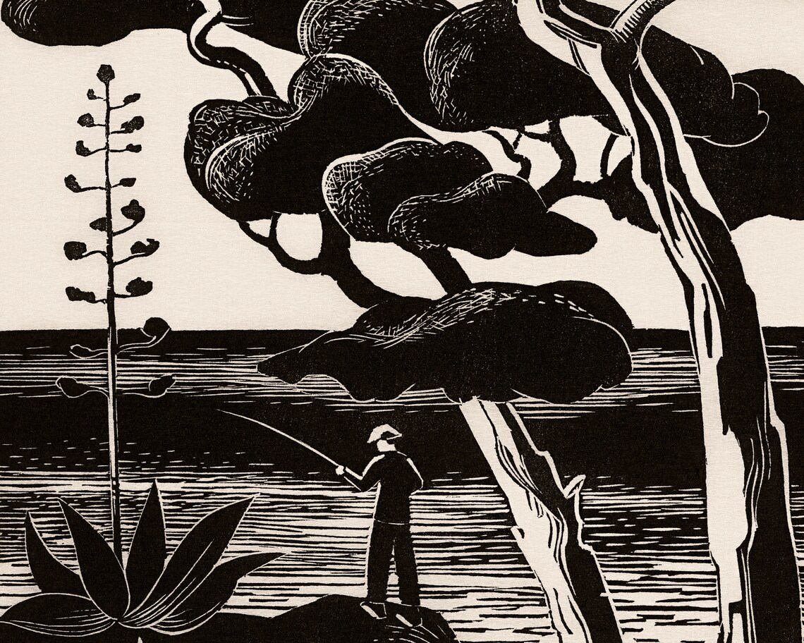 Downloadable Prints Landscape Linocut Print Black and - Etsy