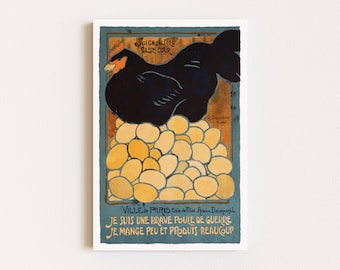 Stampe scaricabili / Poster francese / Poster da cucina rustica / Arte da parete con pollo / Poster di cibo / Arte da parete con uova / Arte da parete stampabile