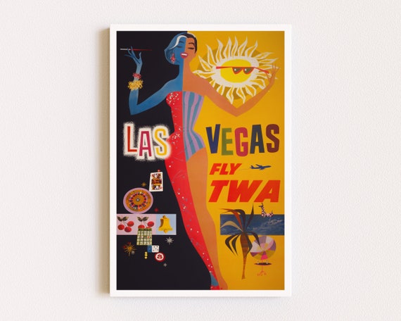 Downloadable Prints | Retro Travel Poster | Las Vegas Poster | TWA Poster | Colorful Wall Art | Ad Poster | Printable Wall Art
