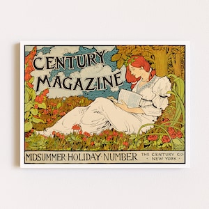 Herunterladbare Drucke | Jugendstil Print | Frau lesende Kunst | Eklektische Wandkunst | Anzeige Poster | Blumengarten | Druckbare Kunst