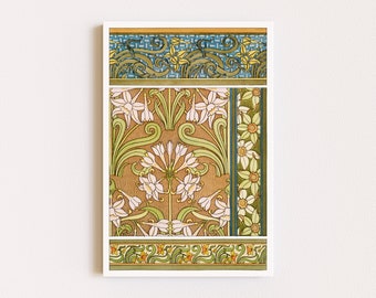 アールヌーボーの水仙模様のウォールアート - Etsy 日本