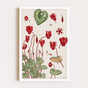 Downloadable Prints | Art Nouveau Flowers | Cyclamen Print | Botanical Illustration | Cottagecore Decor | Printable Wall Art