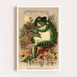 Herunterladbare Drucke | Poster Frosch | Niedliche Tier Drucke | Cottagecore Dekor | Vintage Werbeplakat | Druckbare Kunst