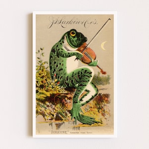Herunterladbare Drucke | Poster Frosch | Niedliche Tier Drucke | Cottagecore Dekor | Vintage Werbeplakat | Druckbare Kunst