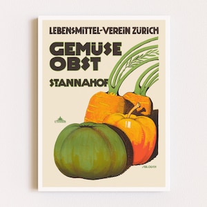 Herunterladbare Drucke | Retro Poster | Gemüsekunst | Essen Poster | Poster Modernes Landhaus Küche | Druckbare Kunst