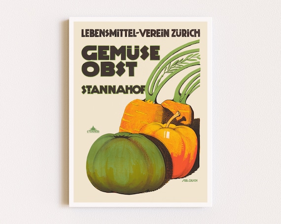 Downloadable Prints | Retro Poster | Vegetable Art | Food Poster | Modern Farmhouse Kitchen Poster | Printable Wall Art