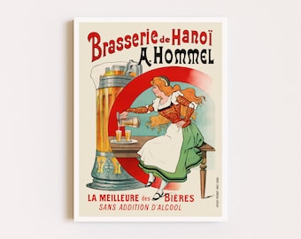 Impresiones descargables / Cartel francés / Cartel de cerveza vintage / Arte de bar / Impresiones de alcohol retro / Arte de pared imprimible