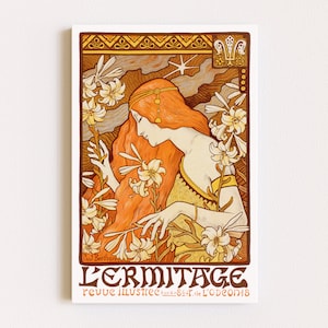 Herunterladbare Drucke | Jugendstil Print | Französisches Poster | Boho Frau & Blumen | Anzeige Poster | Druckbare Kunst