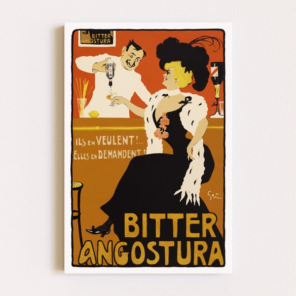 Downloadable Prints | Vintage Alcohol Poster | Art Nouveau Print | Bar Art | Advertising Posters | Angostura Bitter | Printable Wall Art