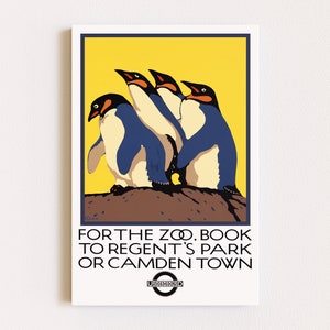 Herunterladbare Drucke | Pinguin Wandkunst | Londoner Untergrund | Retro Poster | Bunte Wandkunst | Niedliche Tier Drucke | Druckbare Kunst