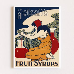 Herunterladbare Drucke | Jugendstil Print | Retro-Werbeplakat | Küche Poster | Werbung für Fruchtsirup | Druckbare Kunst