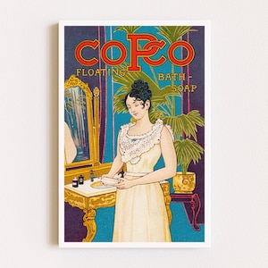 Impresiones descargables / Póster vintage / Anuncio de jabón antiguo / Arte de pared colorido / Impresiones de baño / Arte de pared imprimible