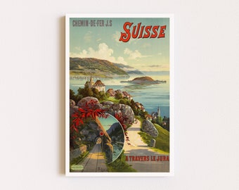 Downloadable Prints | Travel Poster | Lake Print | Ad Poster | Swiss Poster | Printable Wall Art