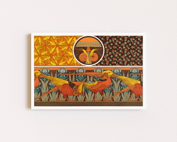 Downloadable Prints | Art Nouveau Print | Pheasant Print | Vintage Bird Prints | Colorful Wall Art | Printable Wall Art