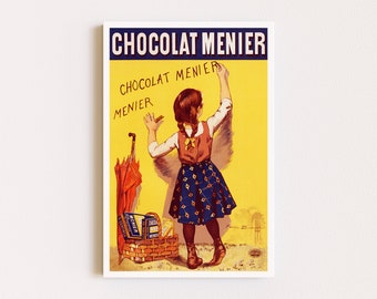 Downloadable Prints | French Poster | Chocolat Menier Girl | Ad Poster | Vintage Food Poster | Printable Wall Art