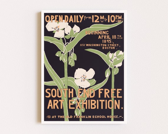 Downloadable Prints | Art Nouveau Print | Vintage Poster | Flower Art Print | Eclectic Wall Art | Printable Wall Art