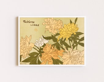 Downloadable Prints | French Poster | Art Nouveau Print | French Country Decor | Vintage Flower Print | Printable Wall Art