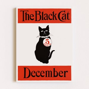 Downloadable Prints | Cat Poster | Ad Poster | Black Cat Print | Vintage Poster | Animal Wall Art | Printable Wall Art
