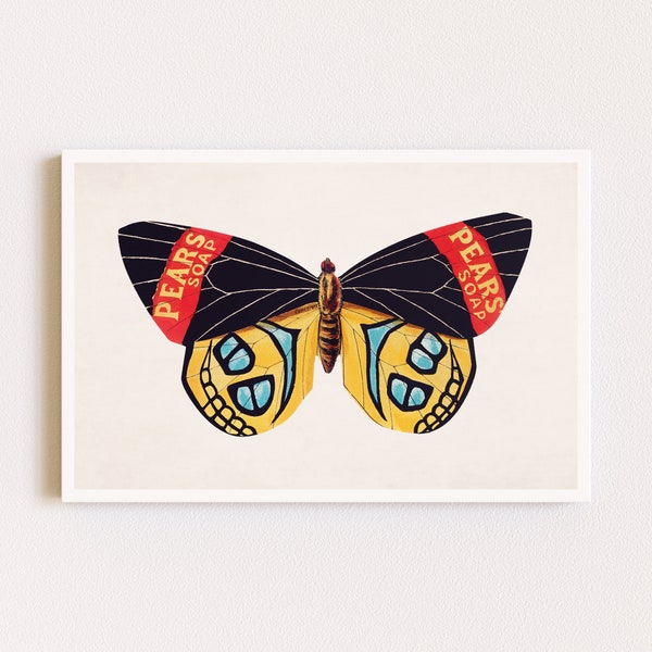 Downloadable Prints | Butterfly Wall Art | Vintage Poster | Antique Soap Ad | Eclectic Decor | Printable Wall Art