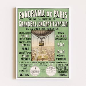Impresiones descargables / Cartel francés / Carteles publicitarios / Globos aerostáticos vintage / Arte de la pared de París / Arte de pared imprimible