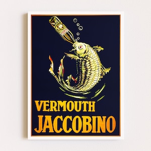 Herunterladbare Drucke | Vintage Alkohol Poster | Koi Fisch Druck | Witziges Poster | Werbe Poster | Wermut | Druckbare Kunst