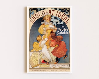 Downloadable Prints | French Poster | Art Nouveau Print | Vintage Food Poster | Hot Chocolate | Ad Poster | Printable Wall Art