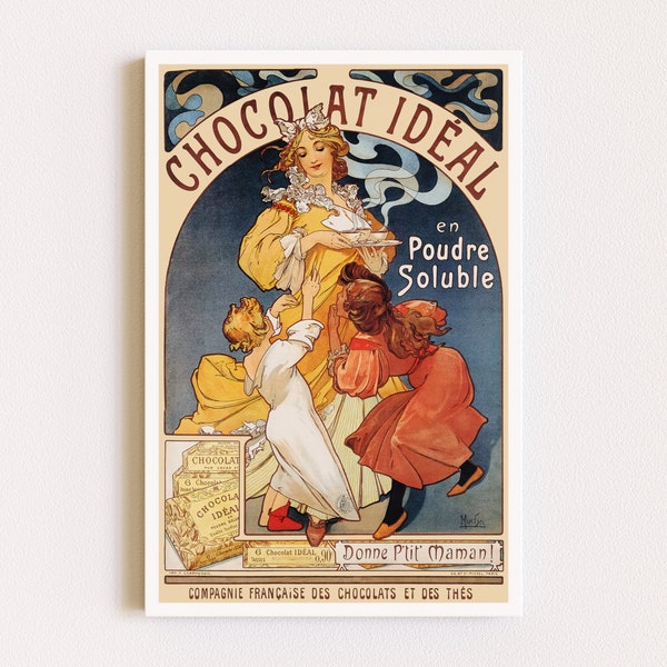 Downloadable Prints | French Poster | Art Nouveau Print | Vintage Food Poster | Hot Chocolate | Ad Poster | Printable Wall Art