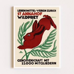 Herunterladbare Drucke | Retro Poster | Anzeige Poster | Kaninchen Druck | Modernes Bauernhaus | Druckbare Kunst