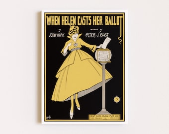 Wydruki do pobrania | Sufrażystka | Głosy kobiet | Wydruk feministyczny | Plakat vintage | Wydrukowana sztuka ścienna