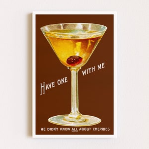 Impresiones descargables / Cartel de cócteles / Cartel de alcohol retro / Arte de bar / Carteles publicitarios / Cartel de Martini / Arte de pared imprimible