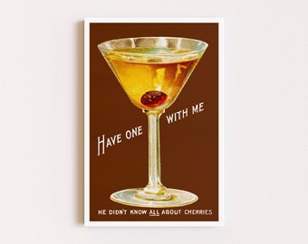 Impresiones descargables / Cartel de cócteles / Cartel de alcohol retro / Arte de bar / Carteles publicitarios / Cartel de Martini / Arte de pared imprimible