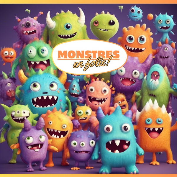 Monsters coloring book. 15 pages. Livre de coloriage. Monstres. Enfants. Adultes. Monsters. Monstres en folie. Kids. Drawing.