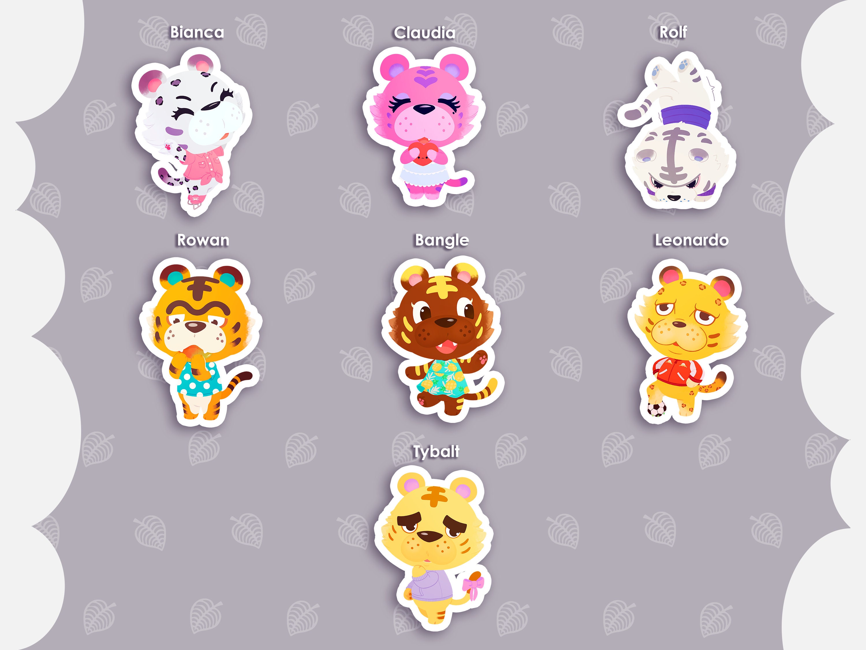 ACNH collection TIGERS matte vinyl stickers Etsy