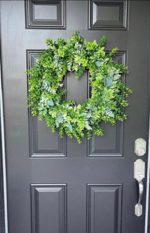 Large Artificial Eucalyptus Wreath - 24-26 Inch Farmhouse Front Door Decor For All Seasons - View #6