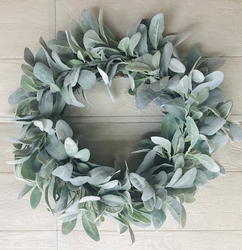 Lambs Ear Year Round Front Door Wreath Farmhouse Spring | Etsy
