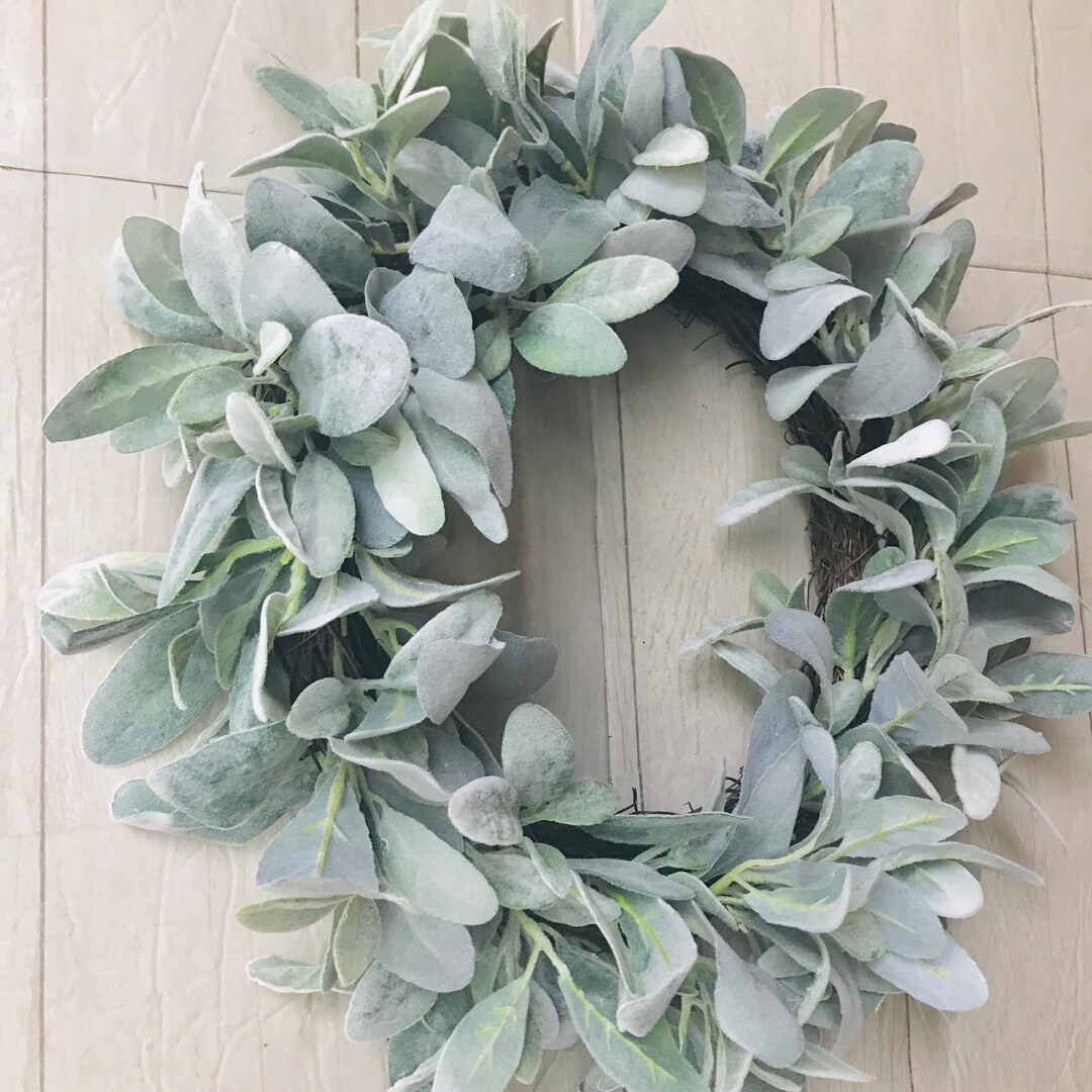 Lambs Ear Year Round Front Door Wreath, Farmhouse Spring Summer Wreath ...