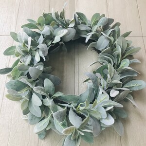 Lambs Ear Year Round Front Door Wreath, Farmhouse Spring Summer Wreath ...